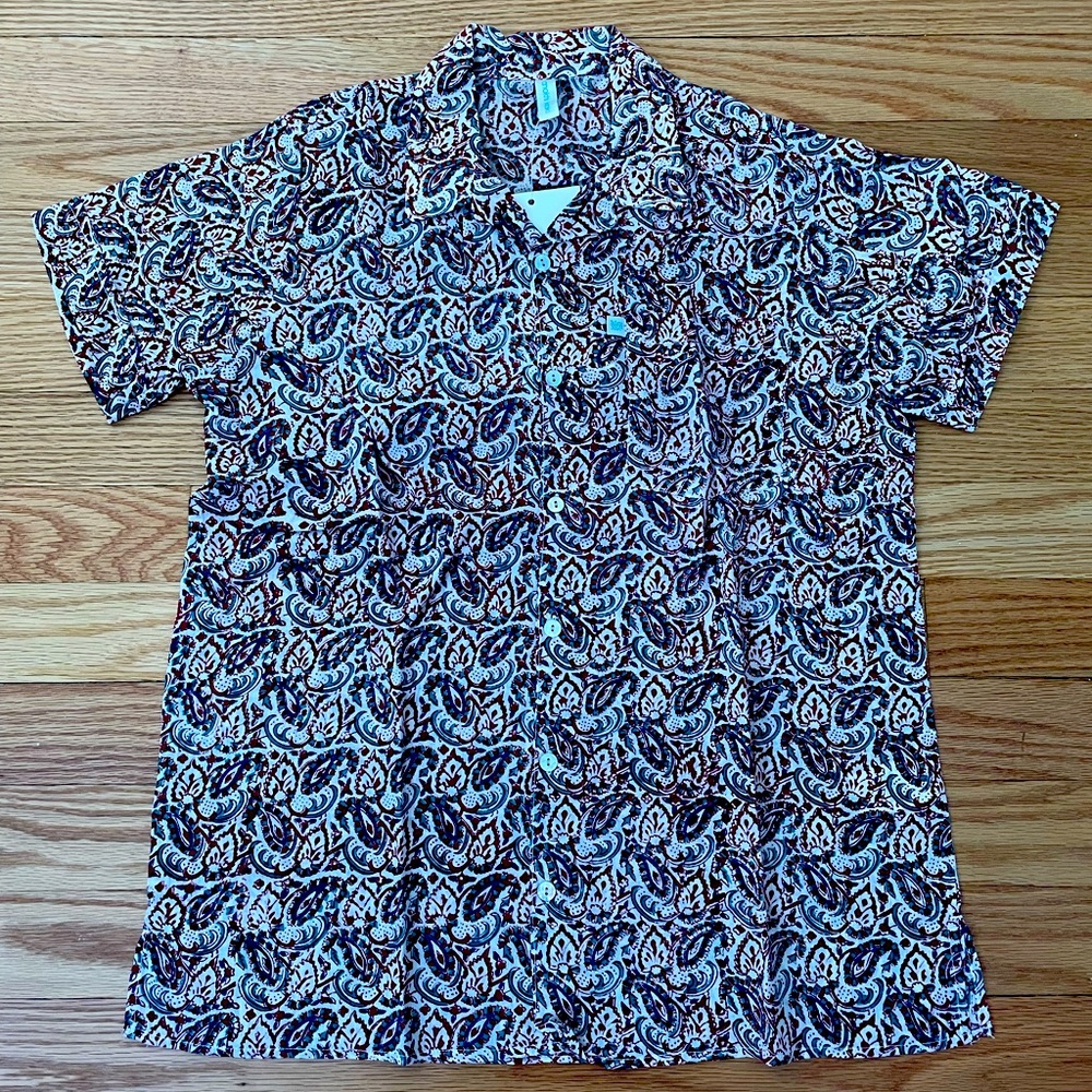 Anokhi shirt kids age 8-9 red print block design on 100% super soft cotton